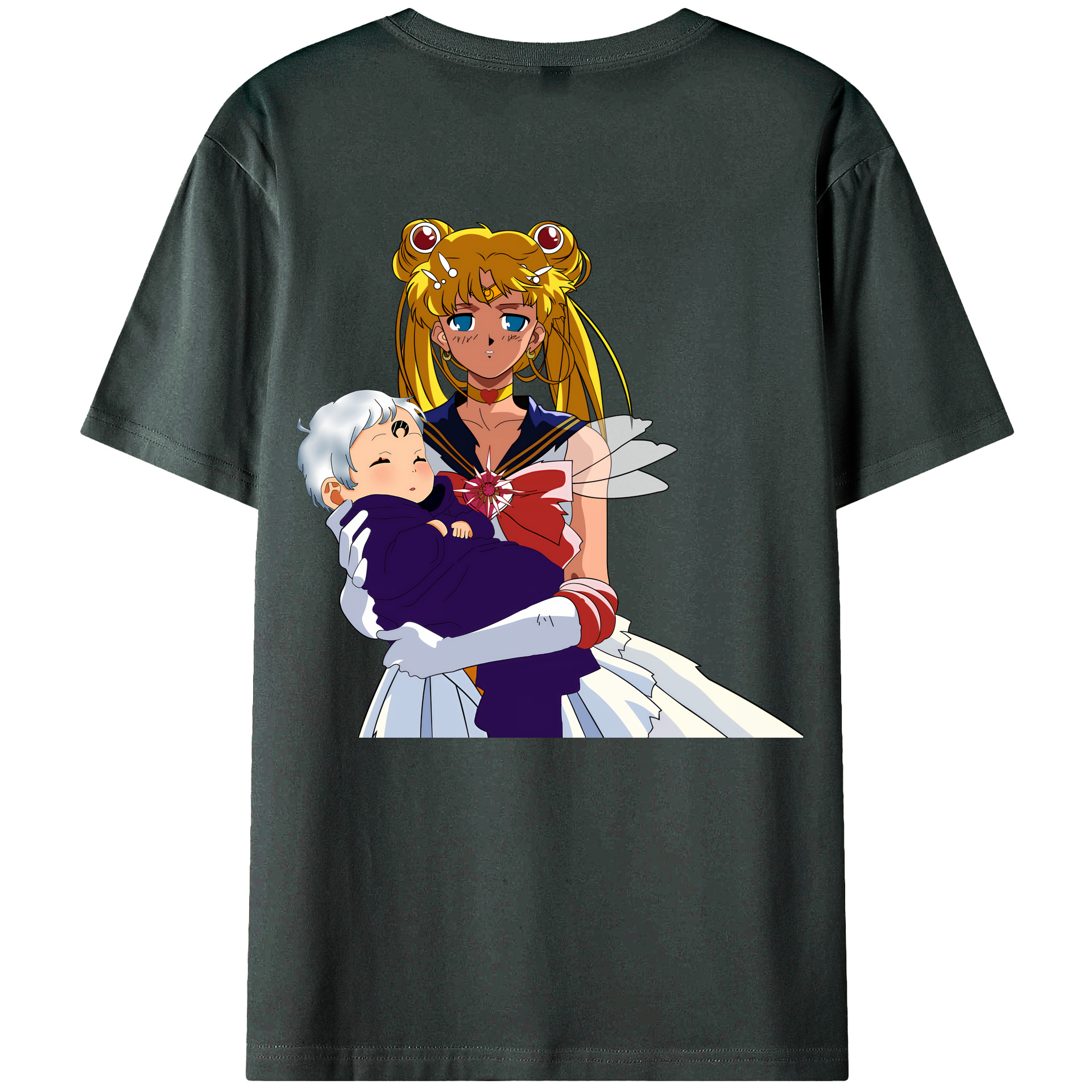 （画像用） 美少女戦士セーラームーン 月野 うさぎ つきの うさぎ Sailor Moon Tsukino Usagi 綿100％ メンズ半袖Tシャツ（バックプリント） 通気性